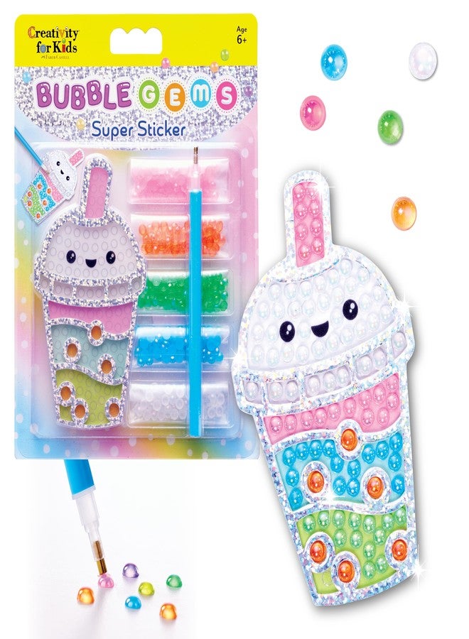 Creativity for Kids Bubble Gem Super Sticker: Bubble Tea - Bubble Tea Crafts and Diamond Painting Kits for Kids, Mini Craft Kit and Easter Basket Stuffers for Girls, Arts and Crafts (Ages 6+) - Image 1